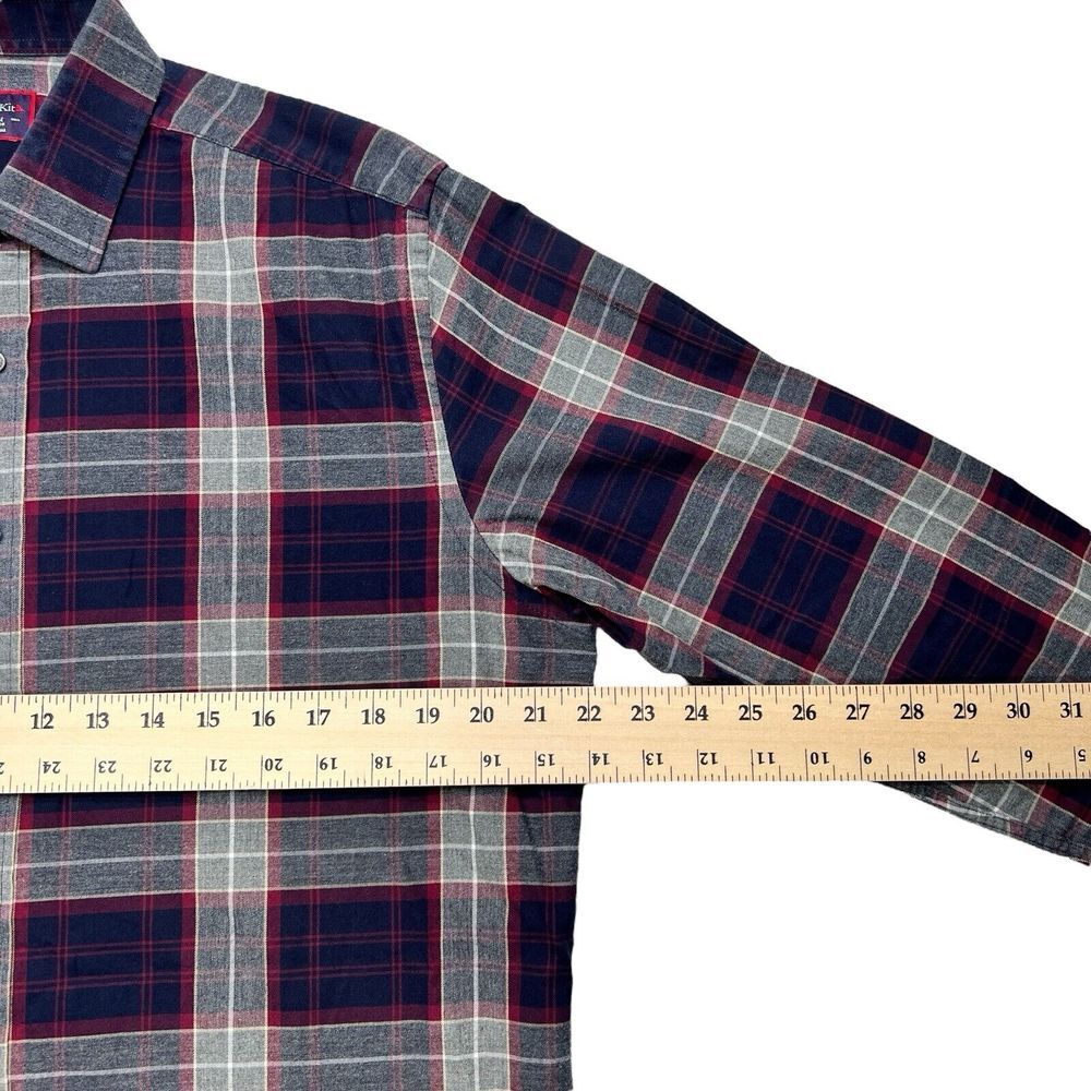 UNTUCKit Shirt Men's Blue Plaid Button Up Cotton Long Sleeve Shirt Size Medium - Picture 5 of 8